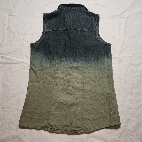 TWENTYTHIRTEEN Tank Top Women's Small Blue Green Denim Shirt Button Down Top - Picture 6 of 10